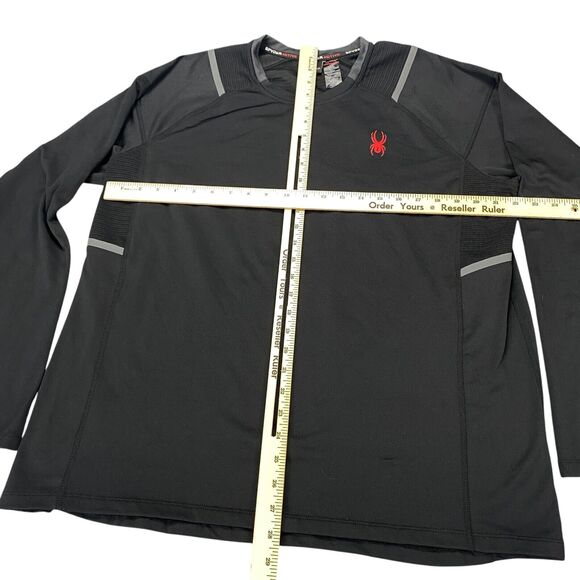 Spyder Active ProWeb Shirt Mens Large Black Stretch Raglan Sleeve Crew Neck - Picture 10 of 16